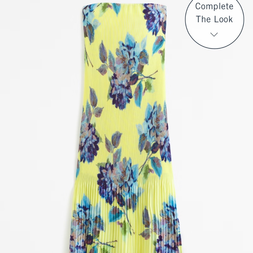 A&F Giselle Pleat Release Midi Dress in Chartreuse Floral